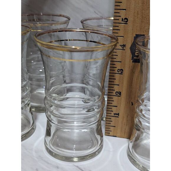 Anchor Hocking 1940's Gold Trim set of 10 Hour Glass 10oz Drinkware - Picture 2 of 8